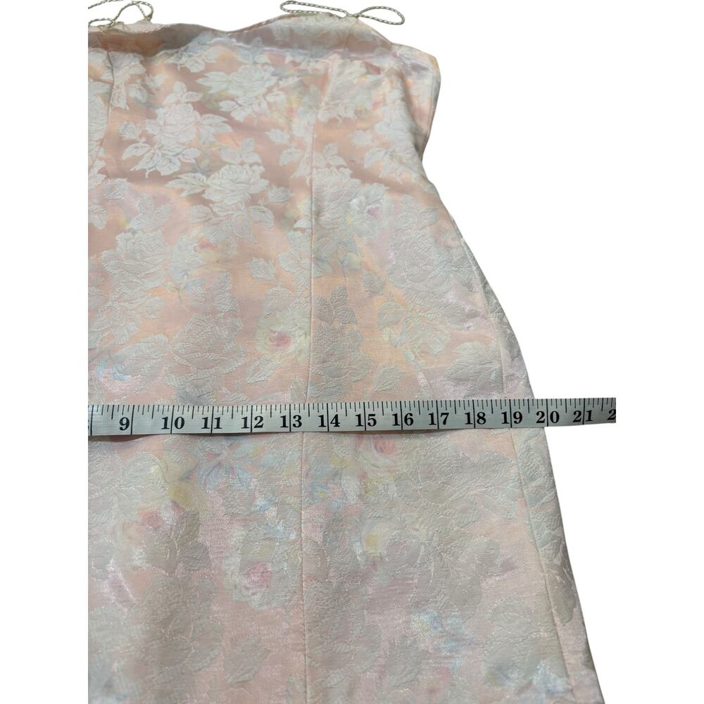 Ethereal‎ Fairy Pink Vintage Brocade Mini Dress Satin L Pearl Straps Feminine - Picture 6 of 16